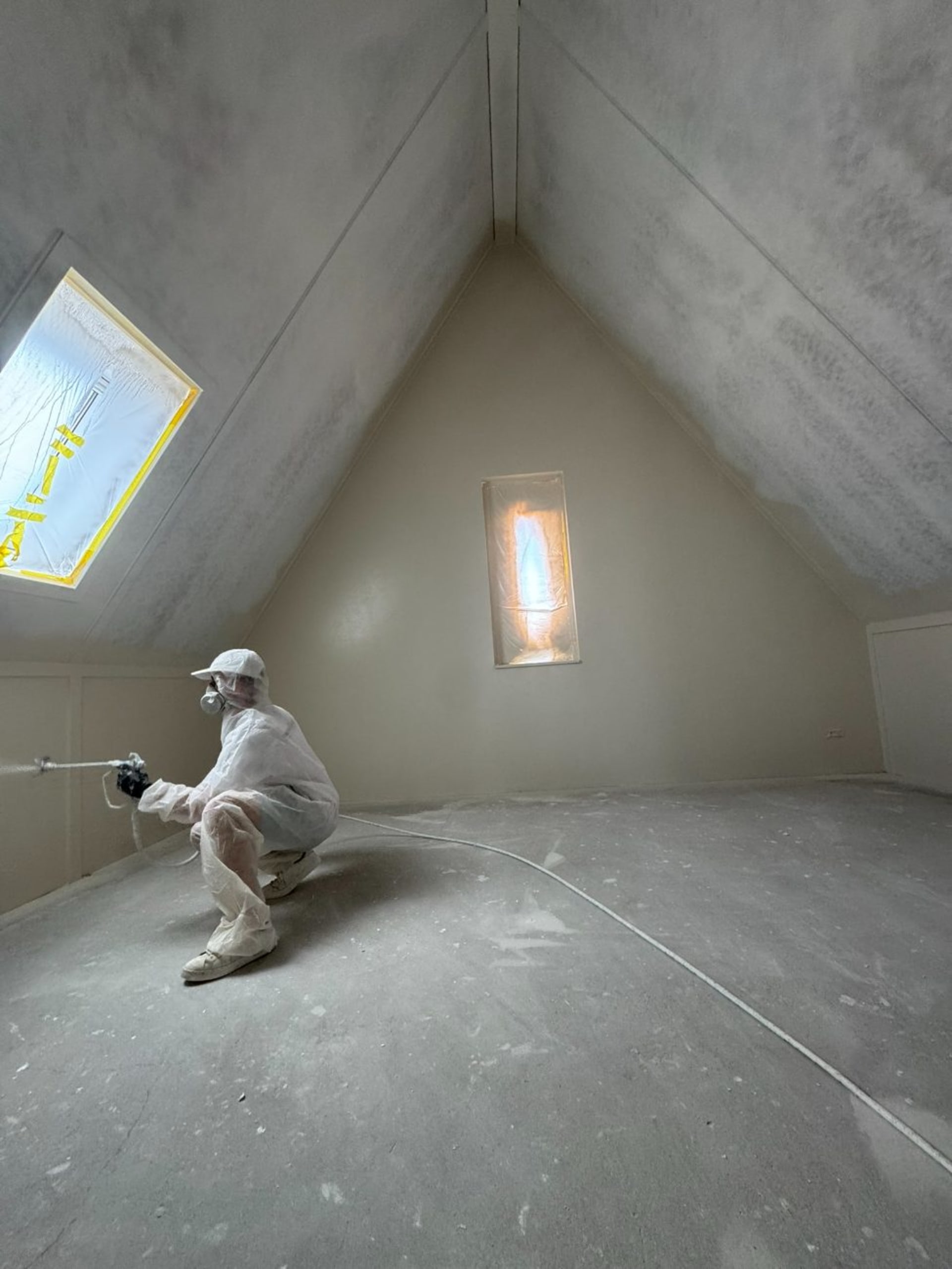 Attic finished and latex sprayed